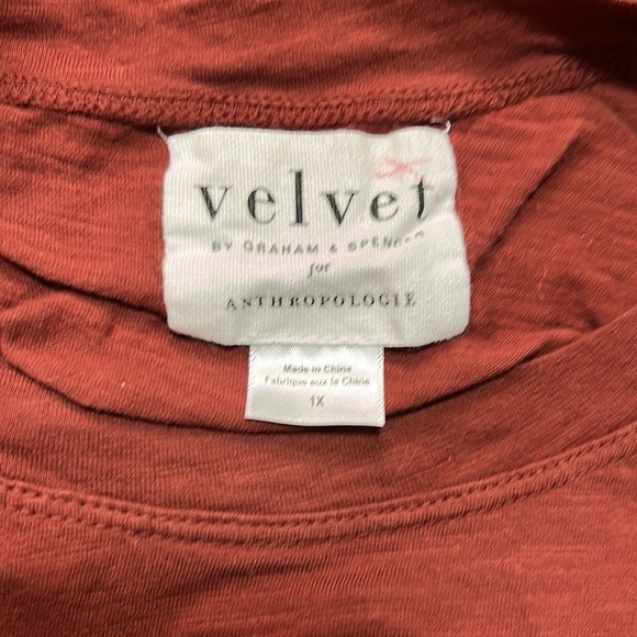 Anthropologie Velvet by Graham and Spencer Margot Knit Top Puff Sleeve Shirt 1X - Picture 9 of 13